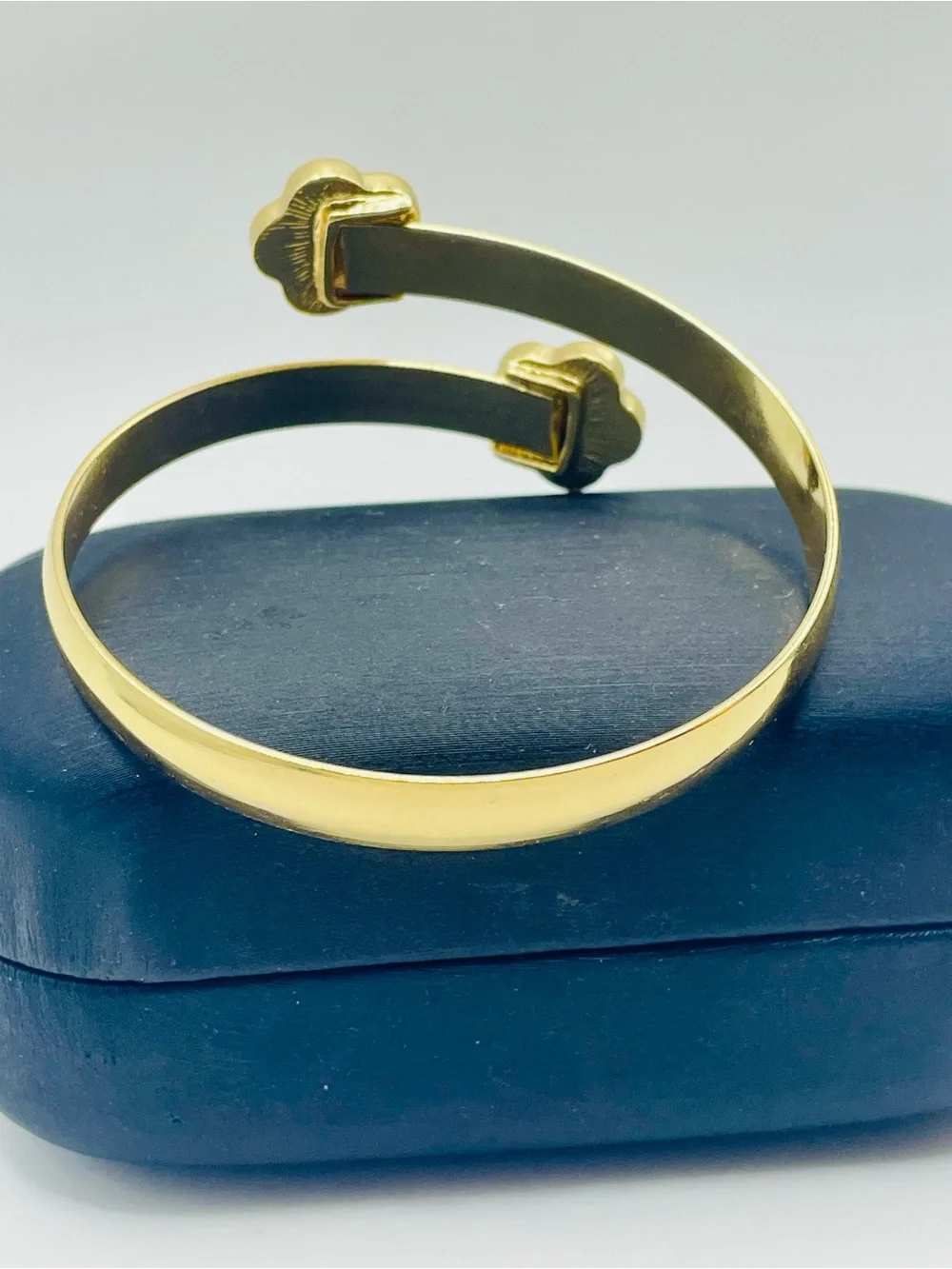 Gold-Tone Double Green Clover Cuff Bracelet - Women Jewelry
